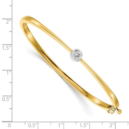 14K Bicolor Komplett 1/4 Karat Aa Diamant Klappbar Oval Armreif Armband