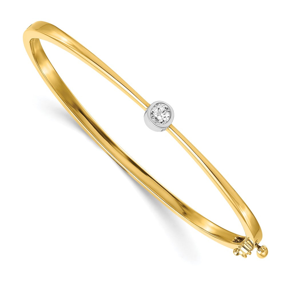 14K Bicolor Komplett 1/4 Karat A Diamant Klappbar Oval Armreif Armband
