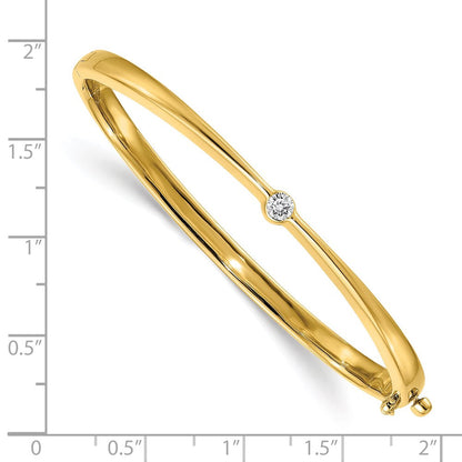 14K Gelbgold Poliert Komplett 1/4 Karat Aa Diamant Klappbar Oval Armreif Armband