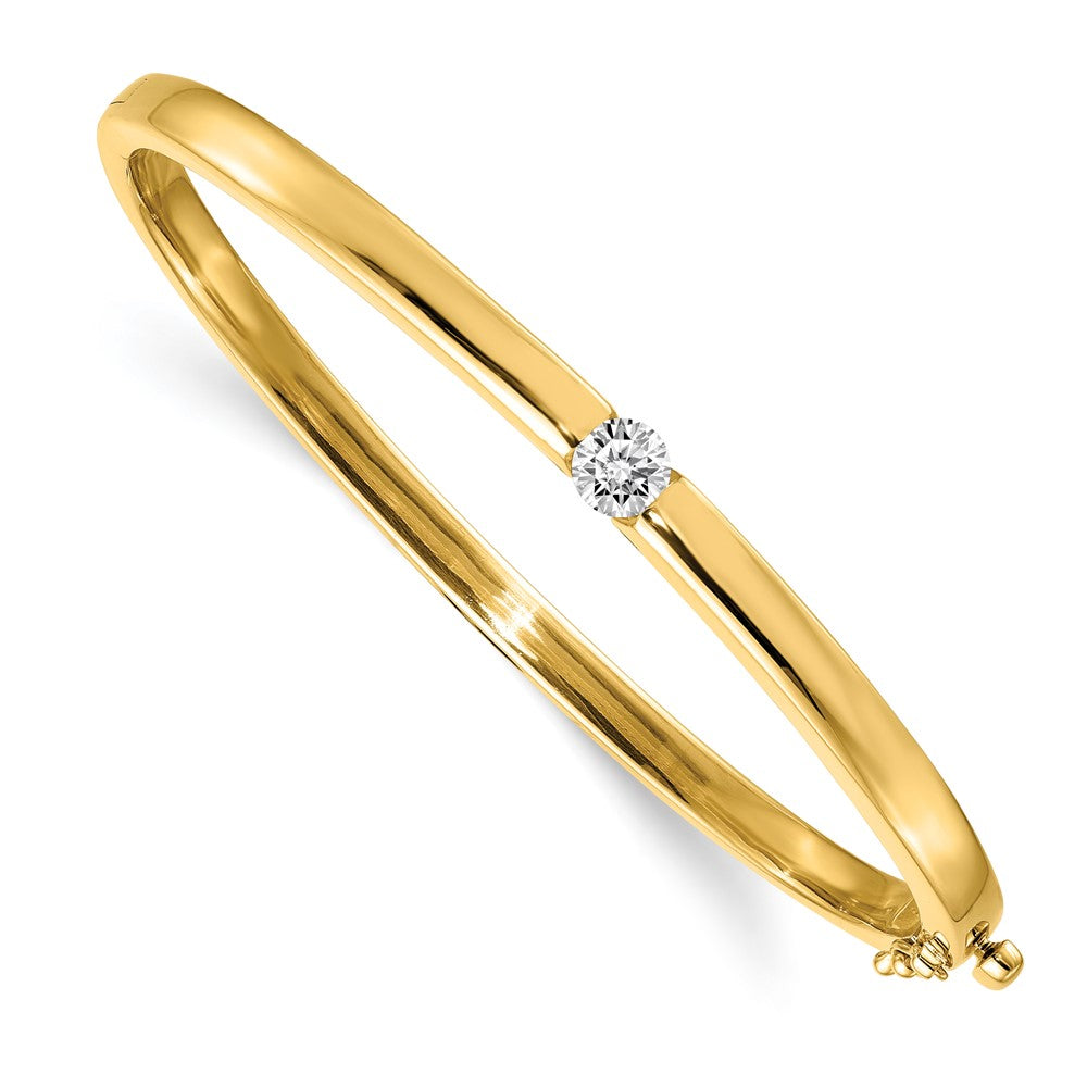 14K Gelbgold Poliert Komplett 1/2 Karat A Diamant Klappbar Oval Armreif Armband