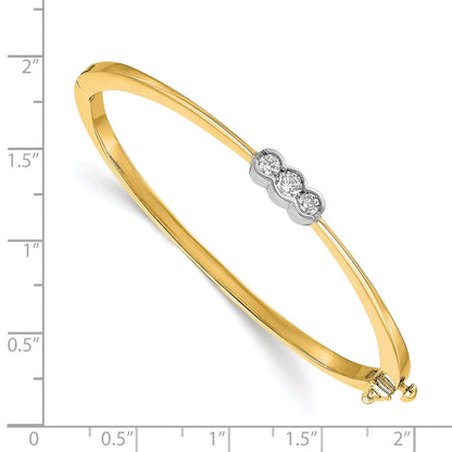14K Bicolor Komplett 3 Stein 1/2 Karat A Diamant Klappbar Oval Armreif Armband