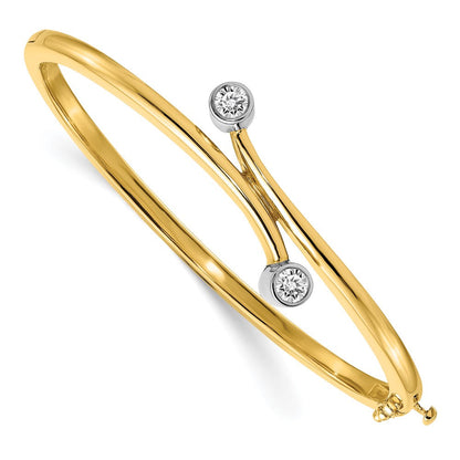 14K Bicolor Komplett 2 Stein 1/2 Karat Vs Diamant Klappbar Oval Armreif Armband
