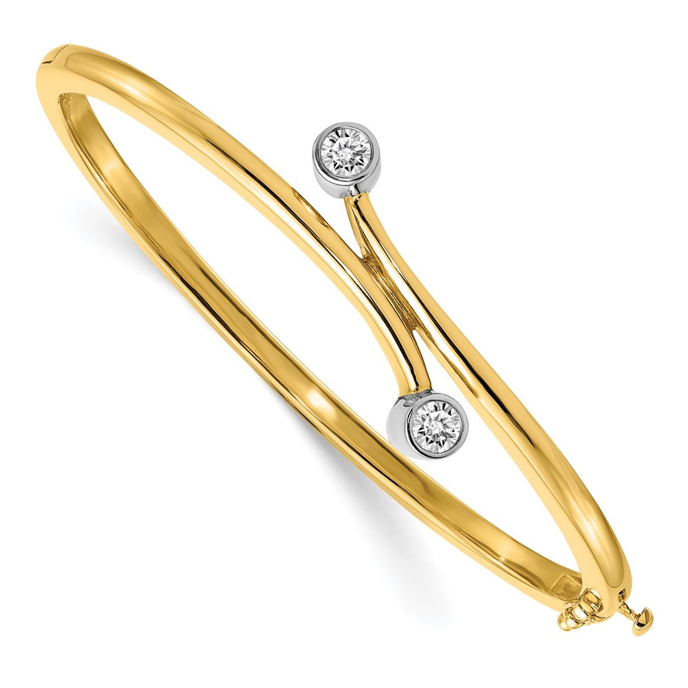 14K Bicolor Komplett 2 Stein 1/2 Karat Aa Diamant Klappbar Oval Armreif Armband