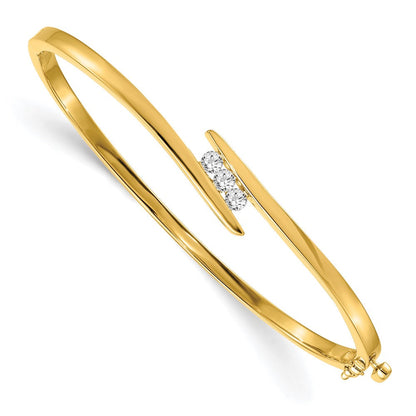 14K Gelbgold Komplett 3 Stein 1/3 Karat Aa Diamant Klappbar Oval Armreif Armband