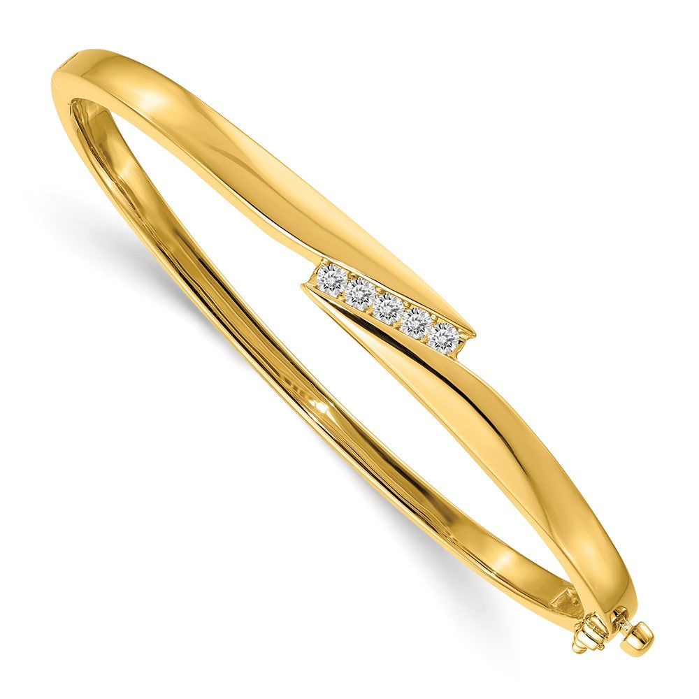 14K Gelbgold Komplett 5 Stein 1/3 Karat Aaa Diamant Klappbar Oval Armreif Armband