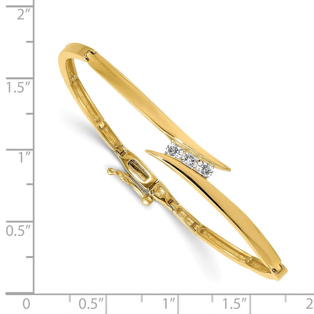 14K Gelbgold Komplett 3 Stein 1/4 Karat Aa Diamant Klappbar Armreif Armband
