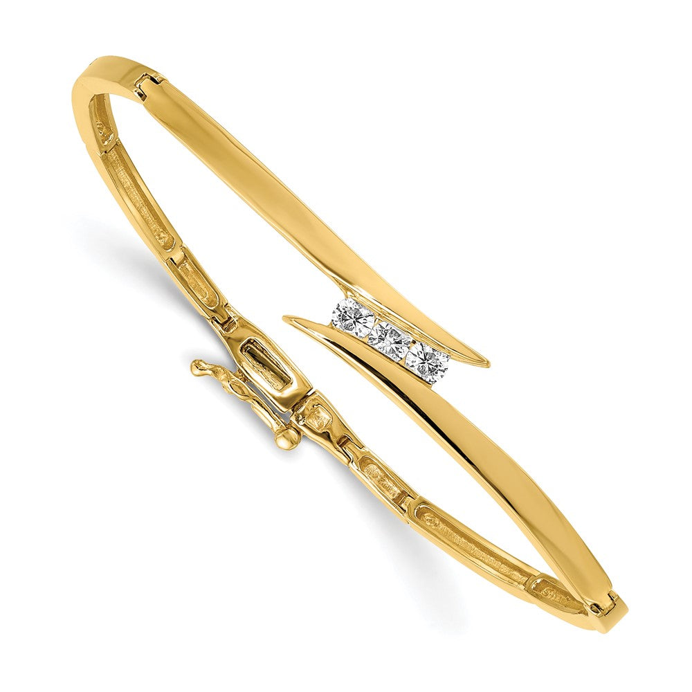 14K Gelbgold Komplett 3 Stein 1/4 Karat Aa Diamant Klappbar Armreif Armband
