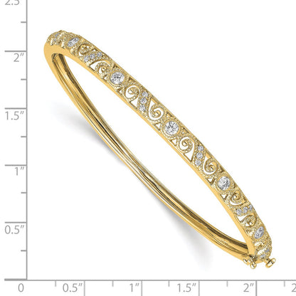 14K Gelbgold Wirbel Design Komplett 3/4 Karat Aaa Diamant Klappbar Oval Armreif Armband