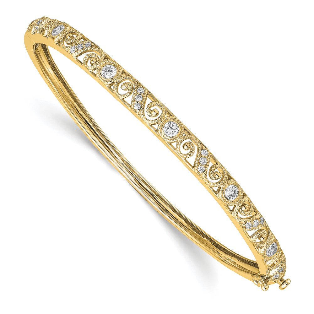 14K Gelbgold Wirbel Design Komplett 3/4 Karat Vs Diamant Klappbar Oval Armreif Armband