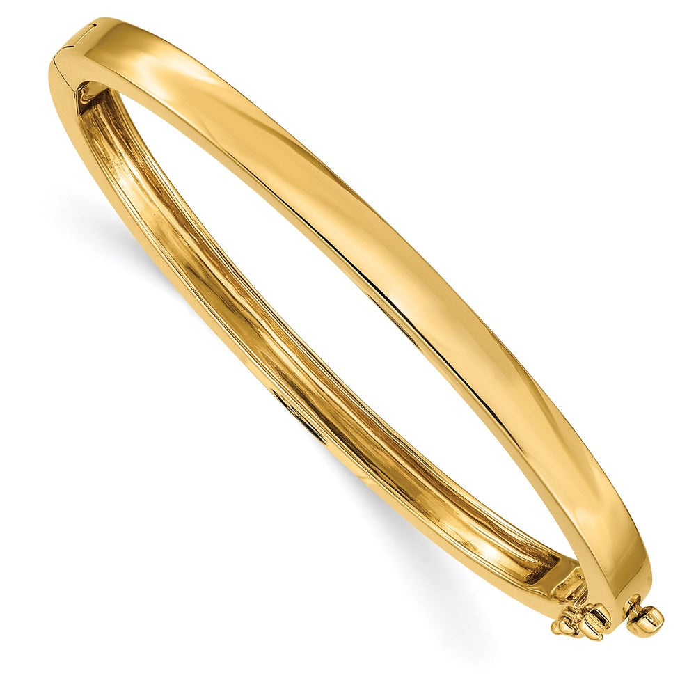14K Gelbgold 5.3mm Poliert Massiv Klappbar Oval Armreif Armband