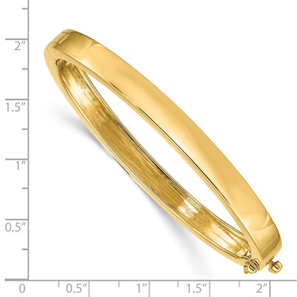14K Gelbgold 6.3mm Poliert Massiv Klappbar Oval Armreif Armband