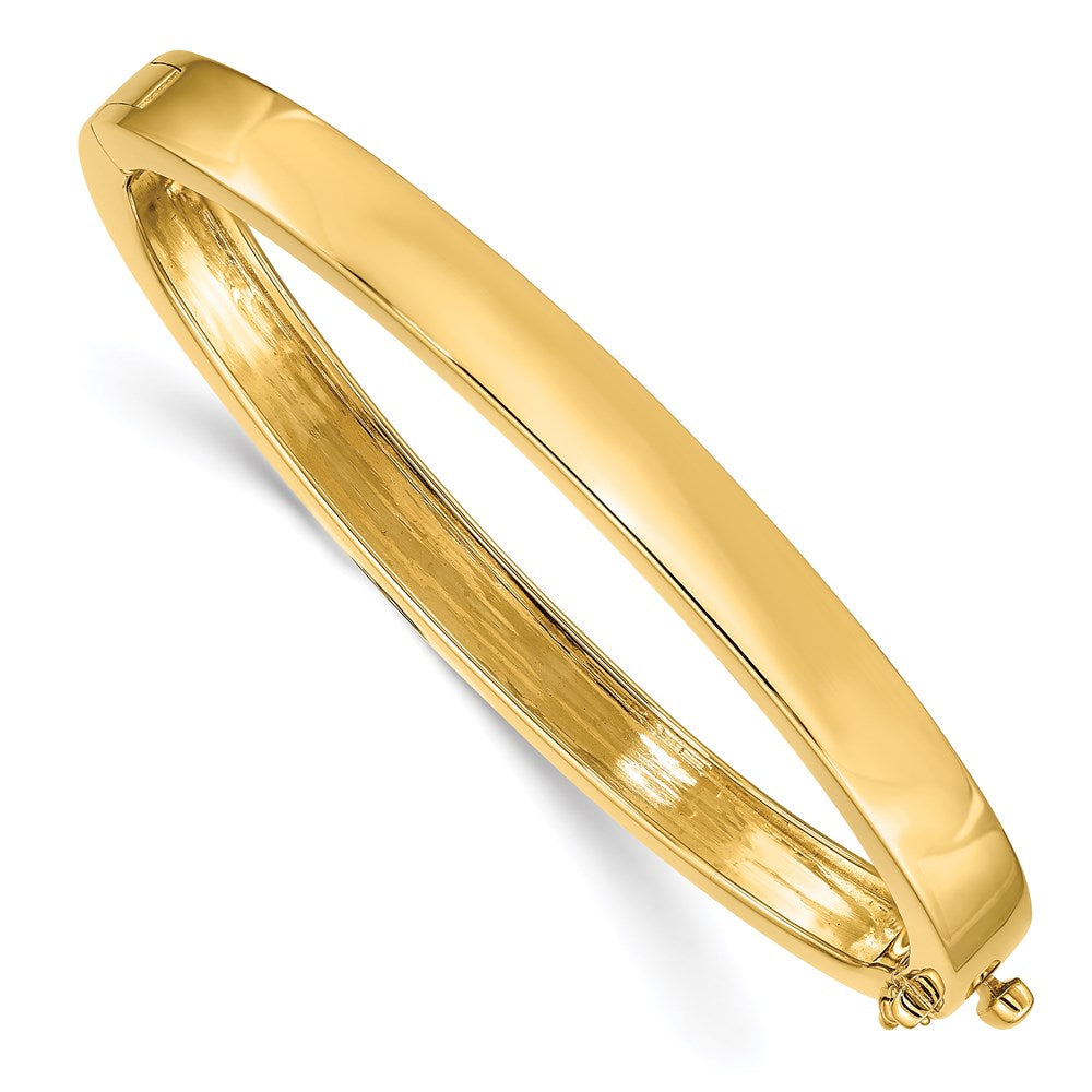 14K Gelbgold 6.3mm Poliert Massiv Klappbar Oval Armreif Armband