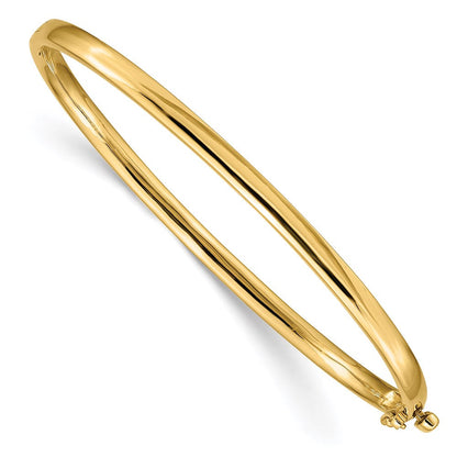 14K Gelbgold 3.6mm Poliert Massiv Klappbar Oval Armreif Armband