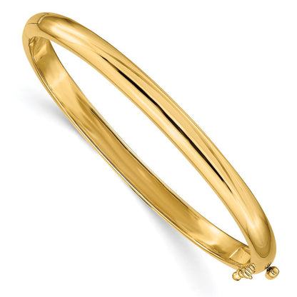 14K Gelbgold 5.6mm Poliert Massiv Klappbar Oval Armreif Armband