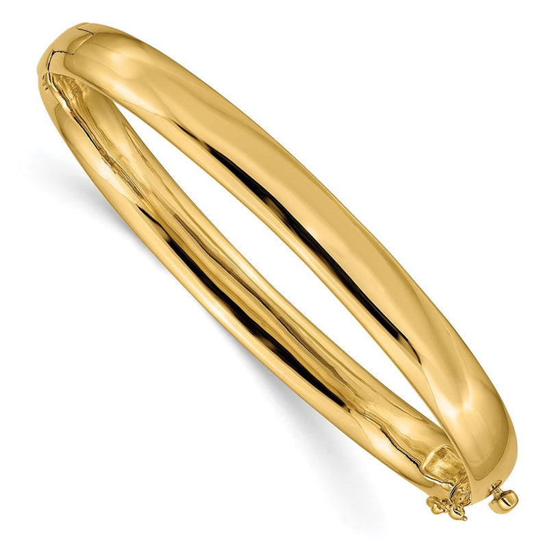 14K Gelbgold 6.4mm Poliert Massiv Klappbar Oval Armreif Armband