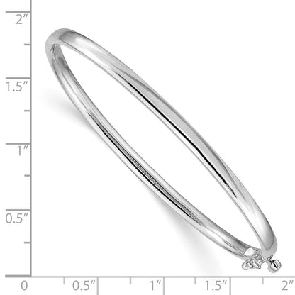 14K Weißgold 3.6mm Poliert Massiv Klappbar Oval Armreif Armband