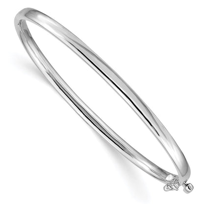 14K Weißgold 3.6mm Poliert Massiv Klappbar Oval Armreif Armband