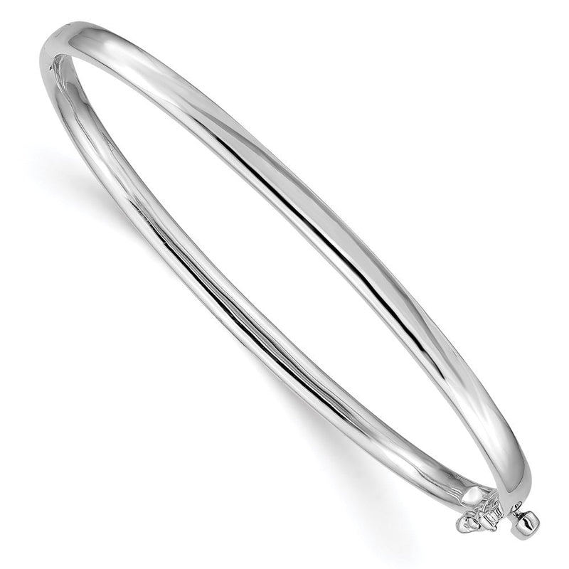 14K Weißgold 3.6mm Poliert Massiv Klappbar Oval Armreif Armband