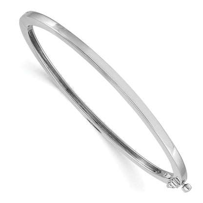 14K Weißgold 2.5mm Poliert Massiv Klappbar Oval Armreif Armband