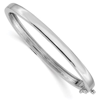 14K Weißgold 5.3mm Poliert Massiv Klappbar Oval Armreif Armband