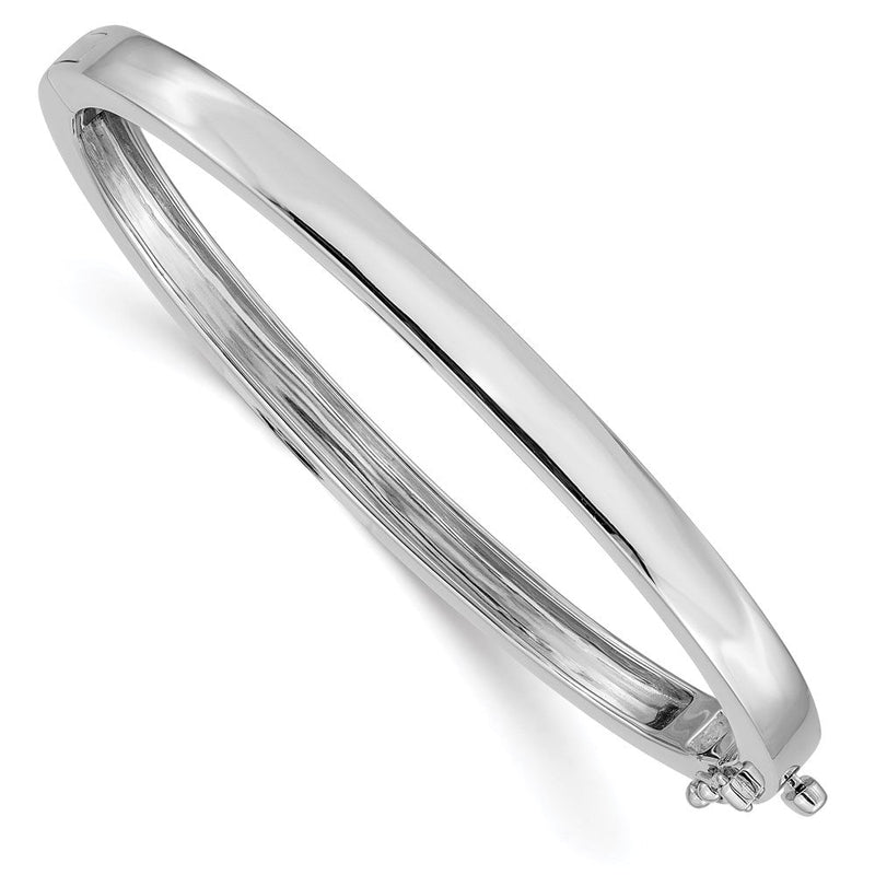 14K Weißgold 5.3mm Poliert Massiv Klappbar Oval Armreif Armband