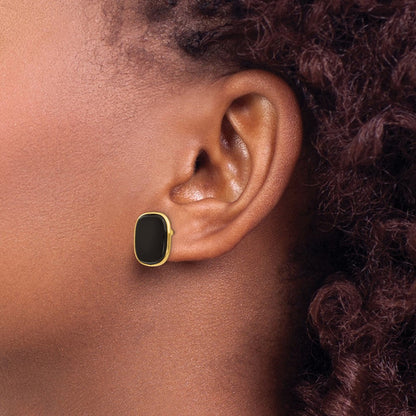 14K Gelbgold Schwarz Onyx Ohrringe
