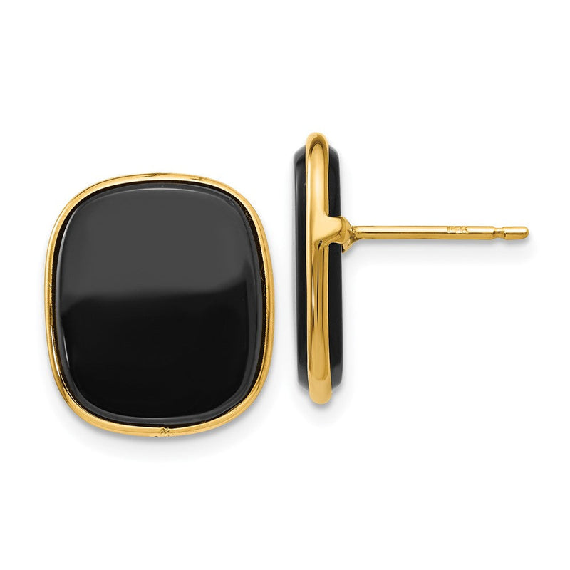14K Gelbgold Schwarz Onyx Ohrringe