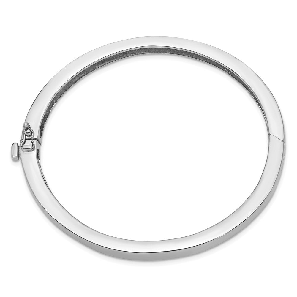 14K Weißgold 6.3mm Poliert Massiv Klappbar Oval Armreif Armband