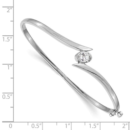 14K Weißgold Komplett 3/8 Karat Oval Vs Diamant Klappbar Armreif Armband