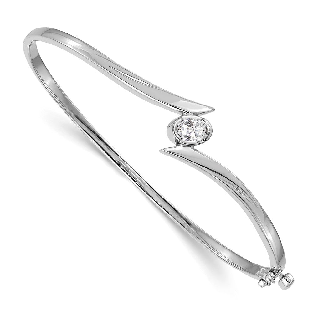 14K Weißgold Komplett 3/8 Karat Oval Aaa Diamant Klappbar Armreif Armband