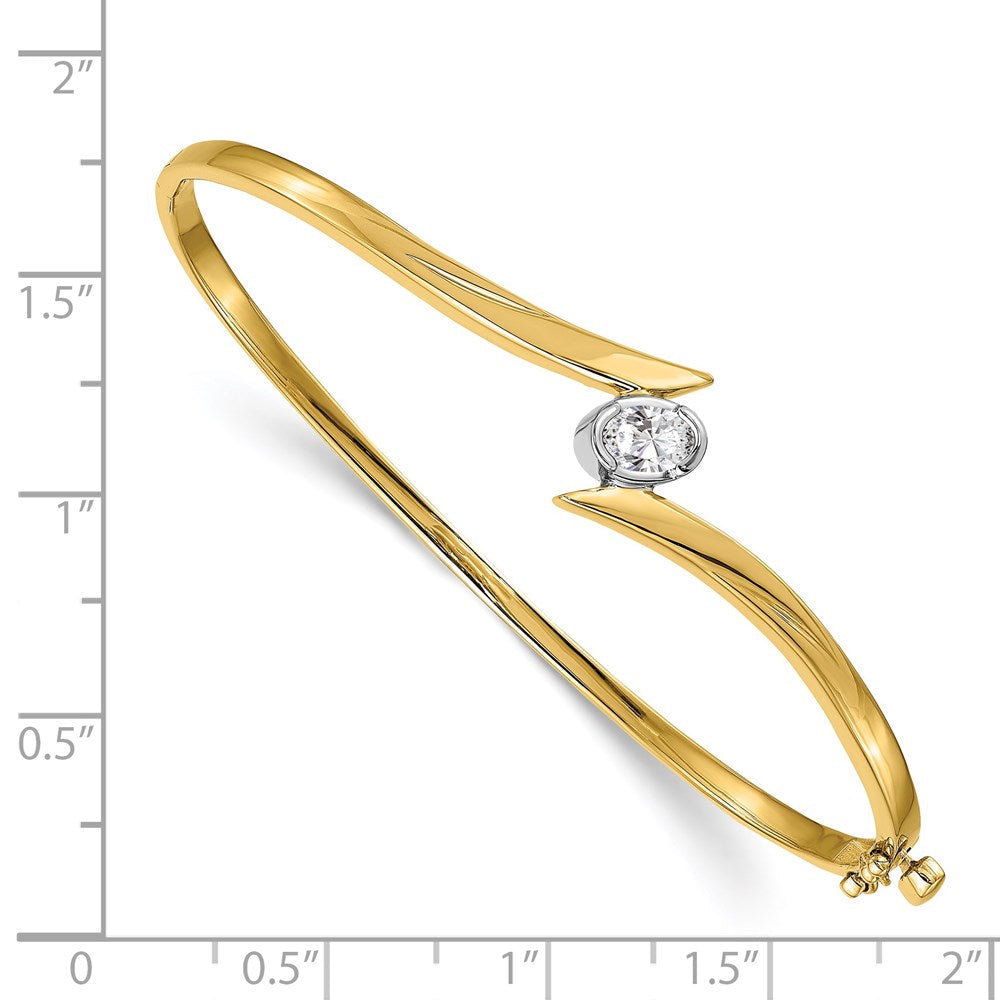 14K Bicolor Komplett 3/8 Karat Oval Vs Diamant Klappbar Armreif Armband