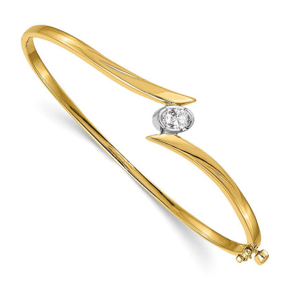 14K Bicolor Komplett 3/8 Karat Oval Vs Diamant Klappbar Armreif Armband
