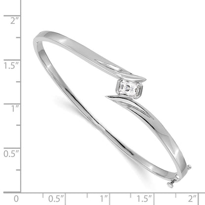 14K Weißgold Komplett 3/4 Karat Smaragdschliff Vs Diamant Klappbar Oval Armreif Armband