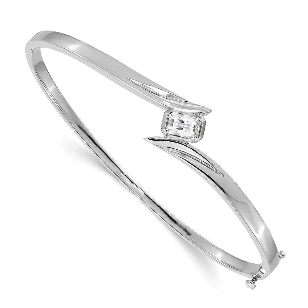 14K Weißgold Komplett 3/4 Karat Smaragdschliff Aaa Diamant Klappbar Oval Armreif Armband