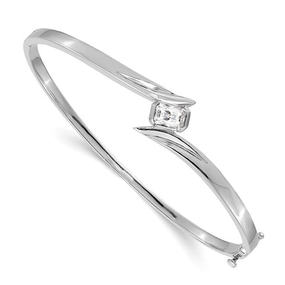 14K Weißgold Komplett 3/4 Karat Smaragdschliff Aaa Diamant Klappbar Oval Armreif Armband