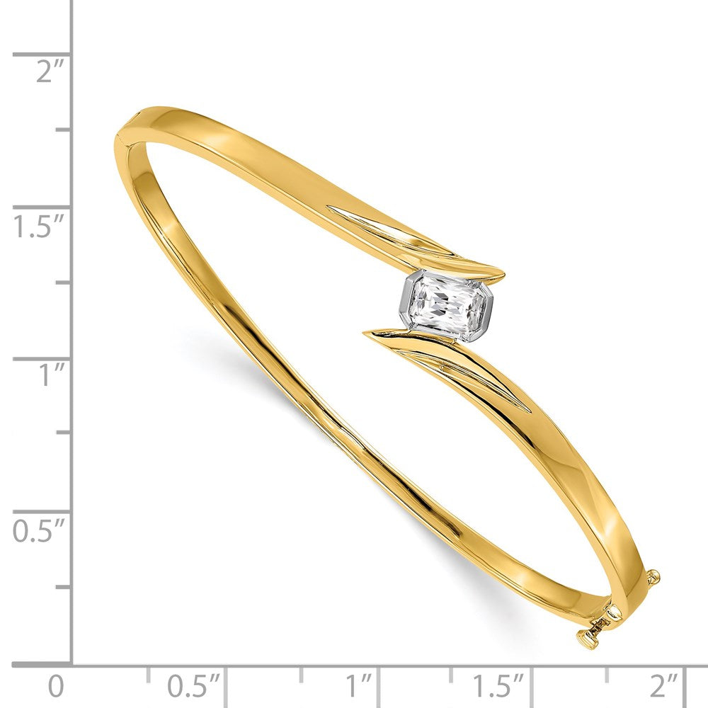 14K Bicolor Komplett 3/4 Karat Smaragdschliff Vs Diamant Klappbar Oval Armreif Armband