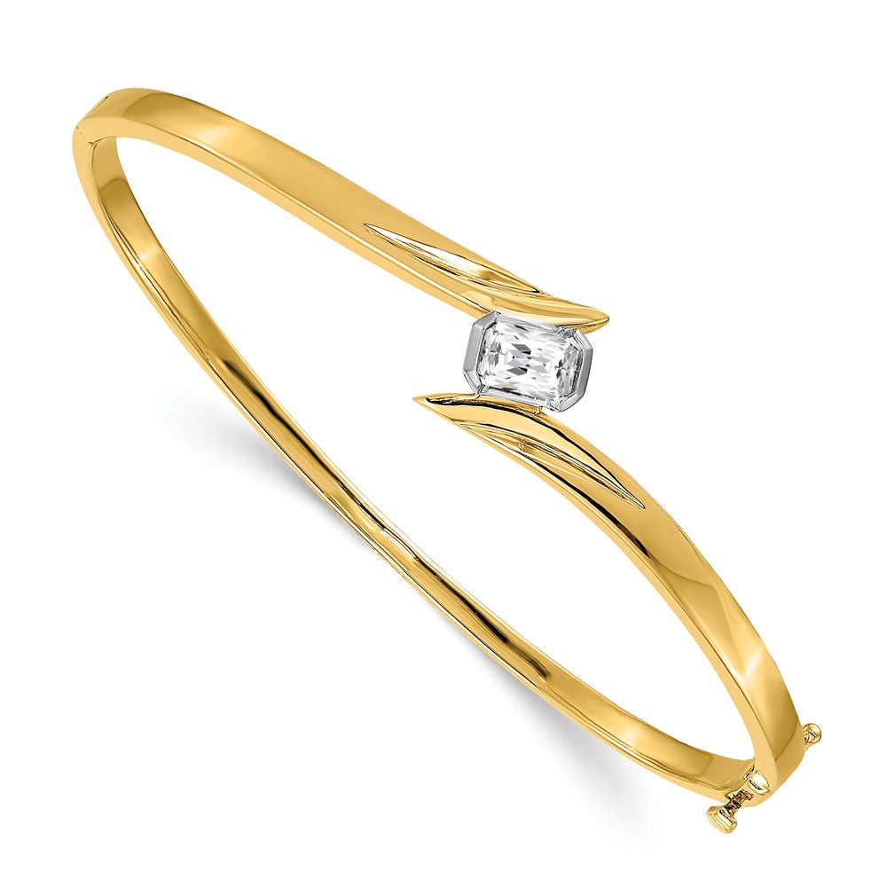 14K Bicolor Komplett 3/4 Karat Smaragdschliff Vs Diamant Klappbar Oval Armreif Armband