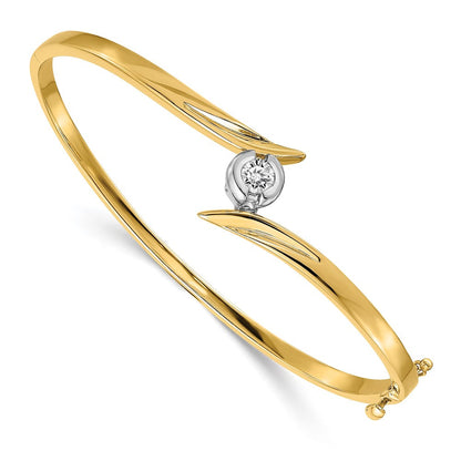 14K Bicolor Komplett 1/4 Karat Vs Diamant Klappbar Oval Armreif Armband