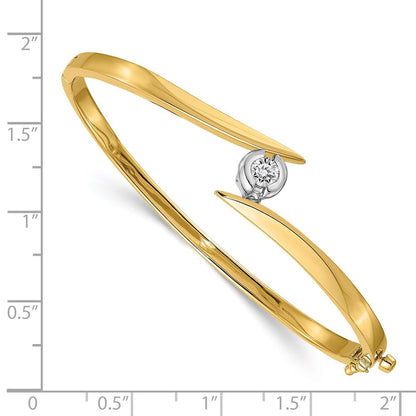 14K Bicolor Komplett 1/2 Karat Aaa Diamant Klappbar Oval Armreif Armband