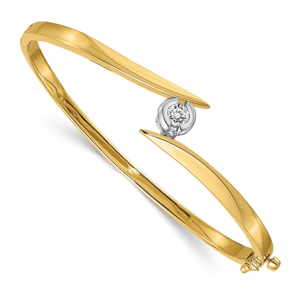 14K Bicolor Komplett 1/2 Karat Aaa Diamant Klappbar Oval Armreif Armband