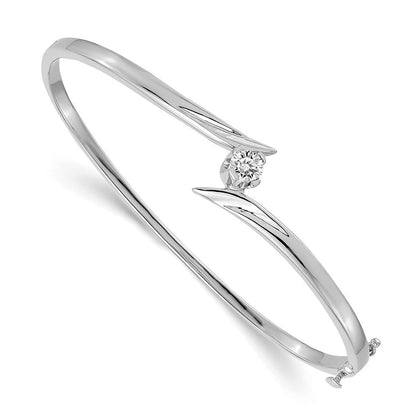14K Weißgold Komplett 1/4 Karat Aa Diamant Klappbar Oval Armreif Armband