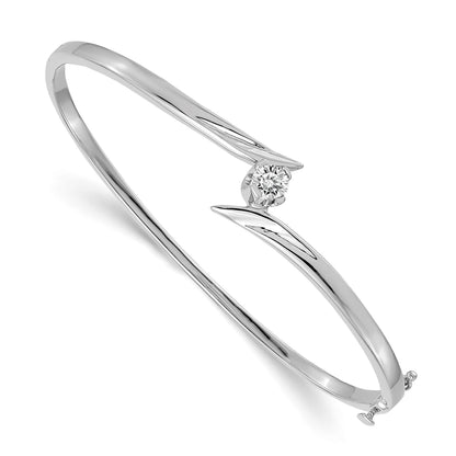 14K Weißgold Komplett 1/4 Karat Aaa Diamant Klappbar Oval Armreif Armband