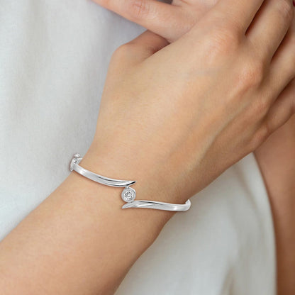14K Weißgold Komplett 1/2 Karat Aa Diamant Klappbar Oval Armreif Armband
