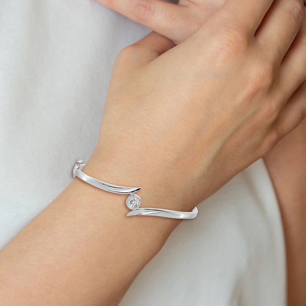 14K Weißgold Komplett 1/2 Karat Aaa Diamant Klappbar Oval Armreif Armband