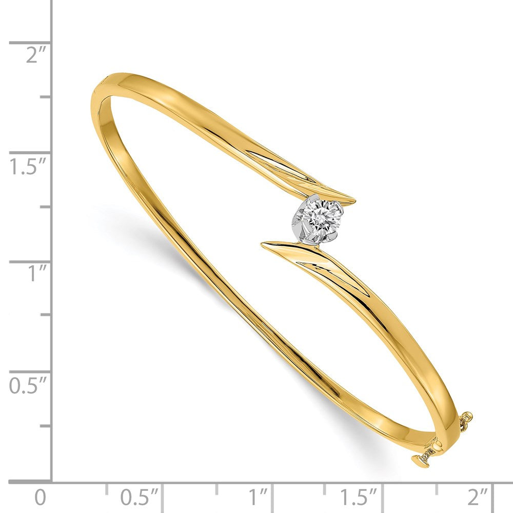 14K Bicolor Komplett 1/4 Karat Aa Diamant Klappbar Oval Armreif Armband
