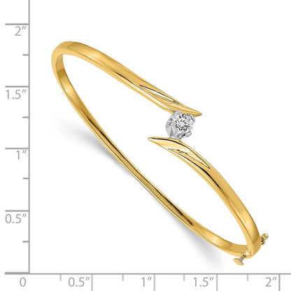 14K Bicolor Komplett 1/4 Karat A Diamant Klappbar Oval Armreif Armband