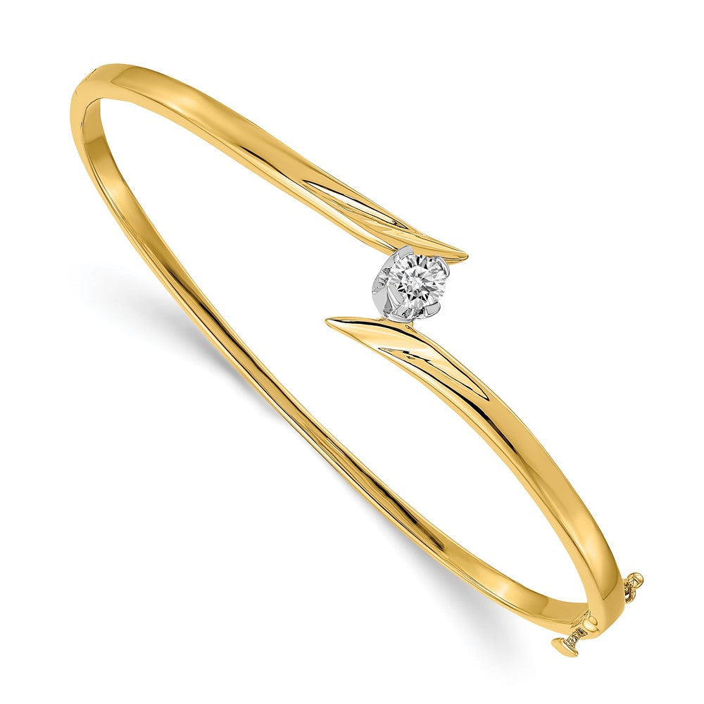 14K Bicolor Komplett 1/4 Karat Aa Diamant Klappbar Oval Armreif Armband