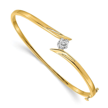 14K Bicolor Komplett 1/4 Karat Aaa Diamant Klappbar Oval Armreif Armband