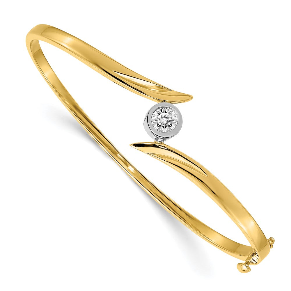 14K Bicolor Komplett 1/2 Karat A Diamant Klappbar Oval Armreif Armband