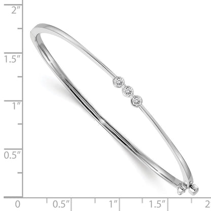14K Weißgold Komplett 3 Stein 1/5 Karat Aaa Diamant Klappbar Oval Armreif Armband